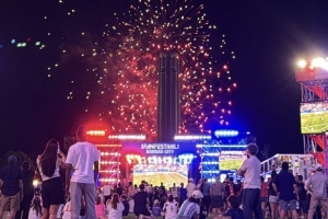 美国队世界杯首战大捷，堪萨斯城球迷烟花狂欢庆祝