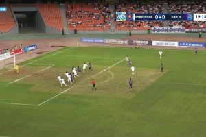这球顶的漂亮啊！王政豪头球破门，天津津门虎1-0先下一城！